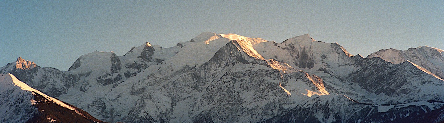 The Mont Blanc Massif during sunset.